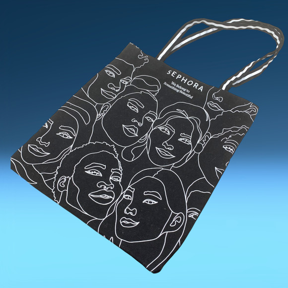 Sephora Modernist Black & White Face Doodle Heavy Canvas Tote Bag Double Handle - Picture 1 of 7